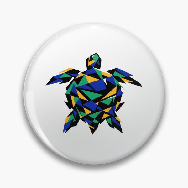 Item preview, Abstract Fragmented Geometric Sea Turtle in Blue Emerald and Gold designed and sold by zoughlal.