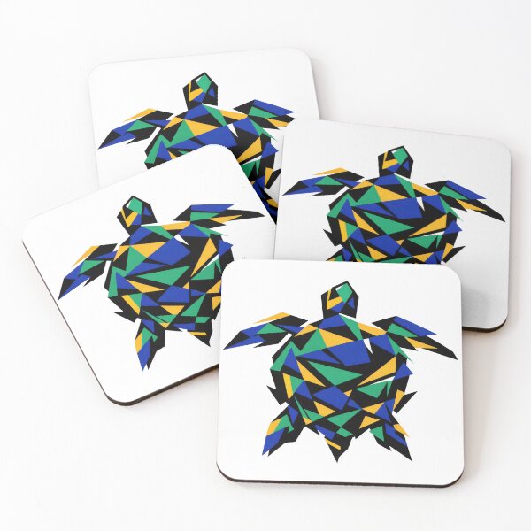 Item preview, Abstract Fragmented Geometric Sea Turtle in Blue Emerald and Gold designed and sold by zoughlal.