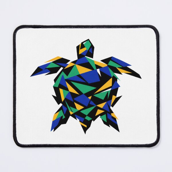 Item preview, Abstract Fragmented Geometric Sea Turtle in Blue Emerald and Gold designed and sold by zoughlal.
