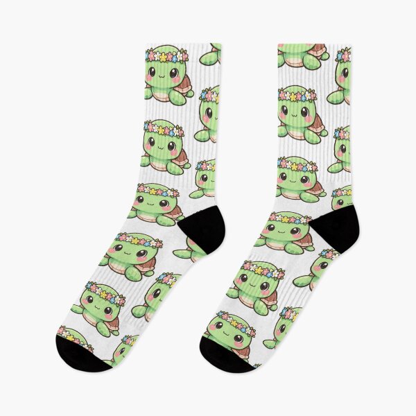 Item preview, Kawaii Sea Turtle with Pastel Flower Crown Whimsical Spring Mood designed and sold by zoughlal.