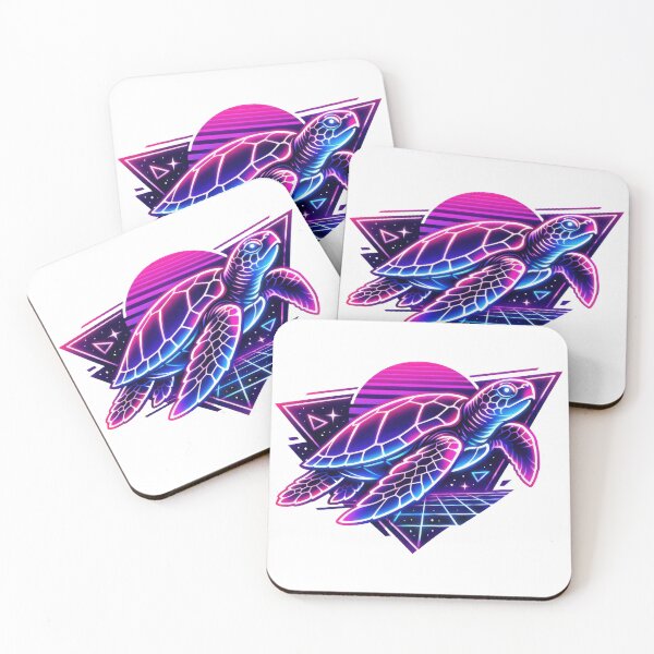 Item preview, Synthwave Neon Sea Turtle in Retro 80s Grid Geometry designed and sold by zoughlal.
