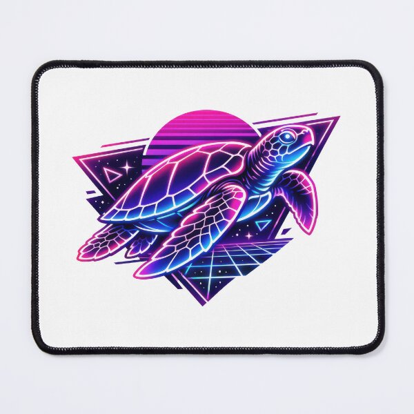 Item preview, Synthwave Neon Sea Turtle in Retro 80s Grid Geometry designed and sold by zoughlal.