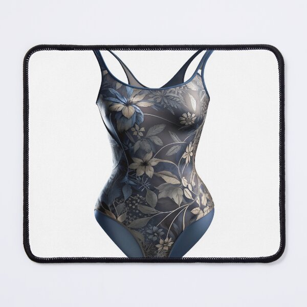 Item preview, One piece swimsuit with botanical print on black studio background designed and sold by Creative88Art.