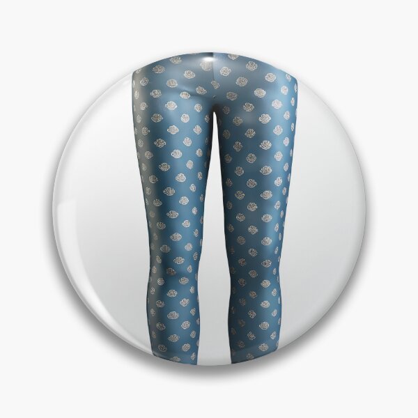 Item preview, Slim fit blue trousers with white rose print and gold button designed and sold by Creative88Art.
