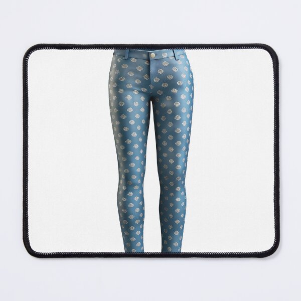 Item preview, Slim fit blue trousers with white rose print and gold button designed and sold by Creative88Art.