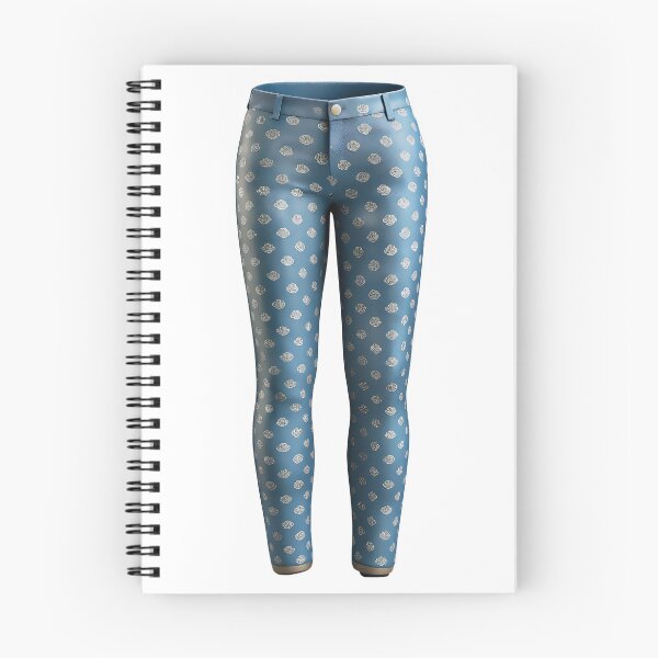 Item preview, Slim fit blue trousers with white rose print and gold button designed and sold by Creative88Art.