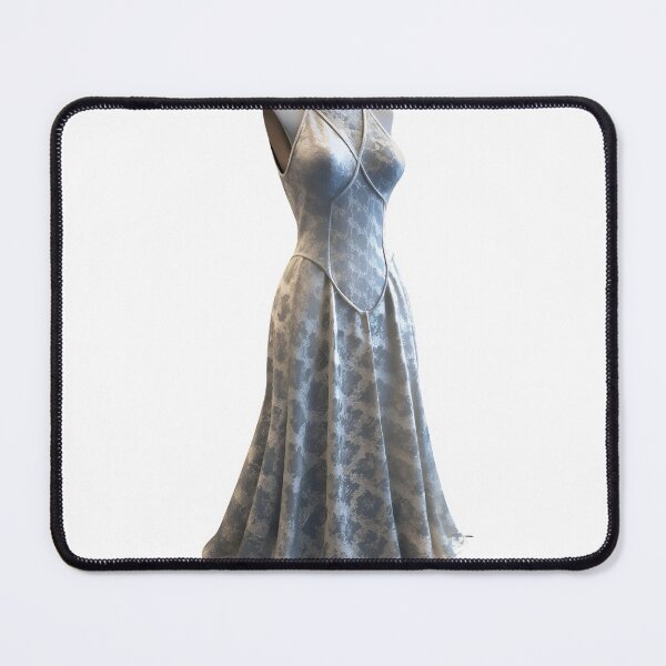 Item preview, Sleeveless silver satin halter gown on mannequin with teardrop inset designed and sold by Creative88Art.