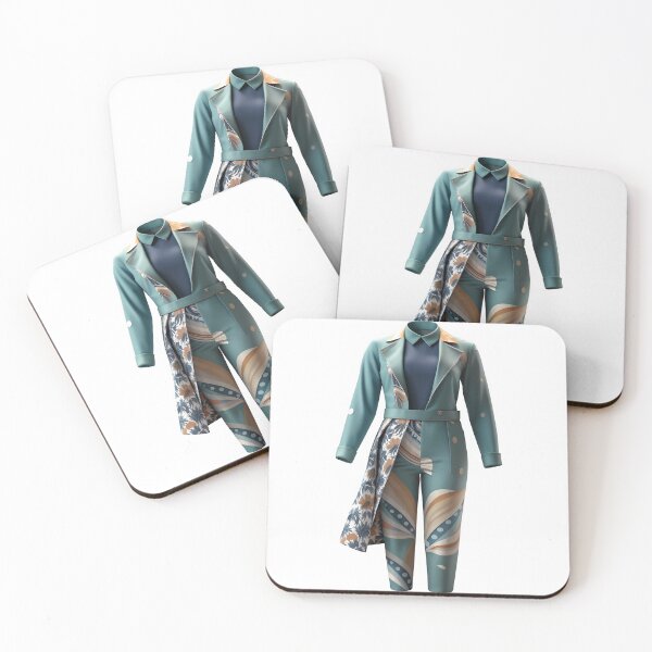 Item preview, Teal women's ensemble on ghost mannequin with asymmetrical prints designed and sold by Creative88Art.
