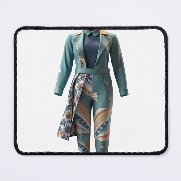 Item preview, Teal women's ensemble on ghost mannequin with asymmetrical prints designed and sold by Creative88Art.