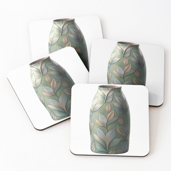 Item preview, Ceramic vase with layered leaf pattern under soft studio lighting designed and sold by Creative88Art.