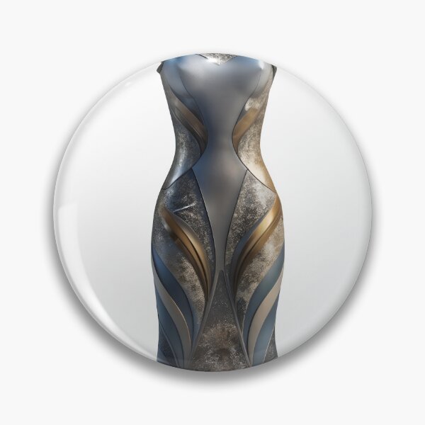 Item preview, Futuristic evening dress with metallic panels on black background designed and sold by Creative88Art.