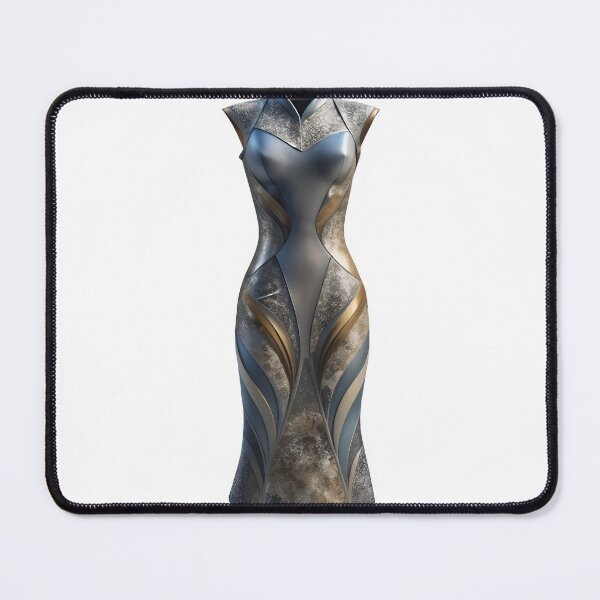 Item preview, Futuristic evening dress with metallic panels on black background designed and sold by Creative88Art.