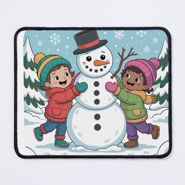 Item preview, Happy children build a cheerful snowman designed and sold by desinganddecor.