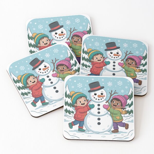 Item preview, Happy children build a cheerful snowman designed and sold by desinganddecor.