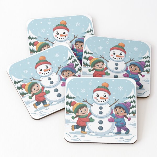 Item preview, Happy children build a cheerful snowman designed and sold by desinganddecor.