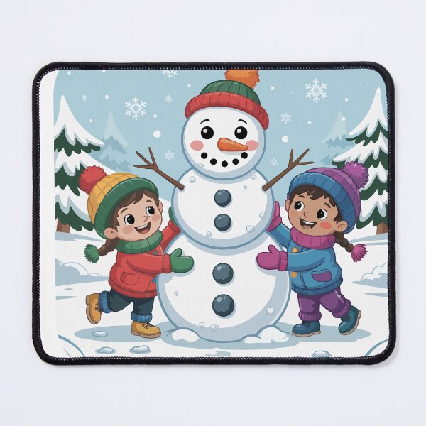 Item preview, Happy children build a cheerful snowman designed and sold by desinganddecor.
