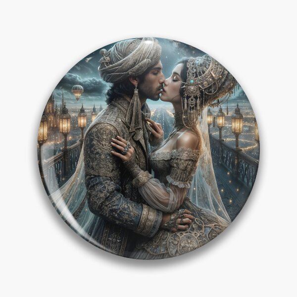 Item preview, Lovers under the starry sky above the dream city designed and sold by KunstGeist.