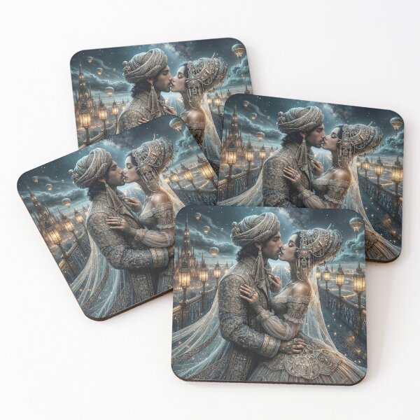 Item preview, Lovers under the starry sky above the dream city designed and sold by KunstGeist.