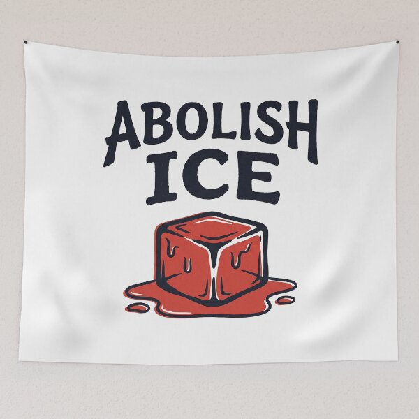 Item preview, Abolish ICE Melting Red Ice Cube Visual Pun Protest Art designed and sold by zzz888.