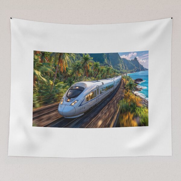 Item preview, Scenic High-Speed Train Through Tropical Landscape designed and sold by Artessie.