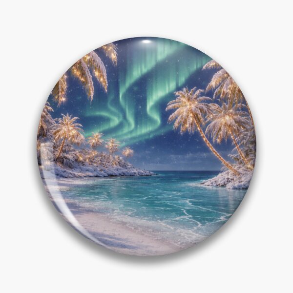 Item preview,  Aurora Snowy Tropical Beach | Northern Lights Palm Trees Winter Paradise Art designed and sold by NAJURE.