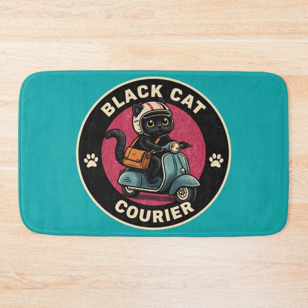 Item preview, Black Cat Courier – Urban Scooter Cat Logo for Cat Lovers designed and sold by Analog Aura .