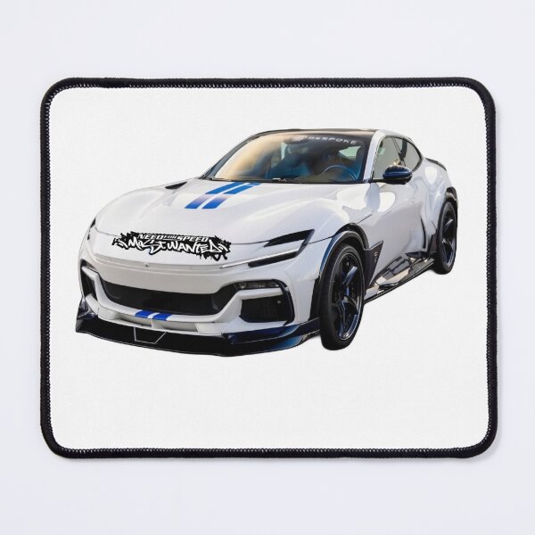Item preview, White Sports Car with Blue Racing Stripes and Graffiti Hood designed and sold by Artuer69.
