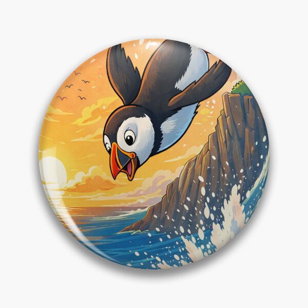 Item preview, Brave Puffin Cliff Dive Over the Ocean designed and sold by alw951.