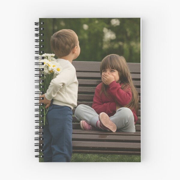 Item preview, Charming Childhood: Sweet Moment of a Boy Giving Flowers to a Girl on a Park Bench designed and sold by PixelVibe782.