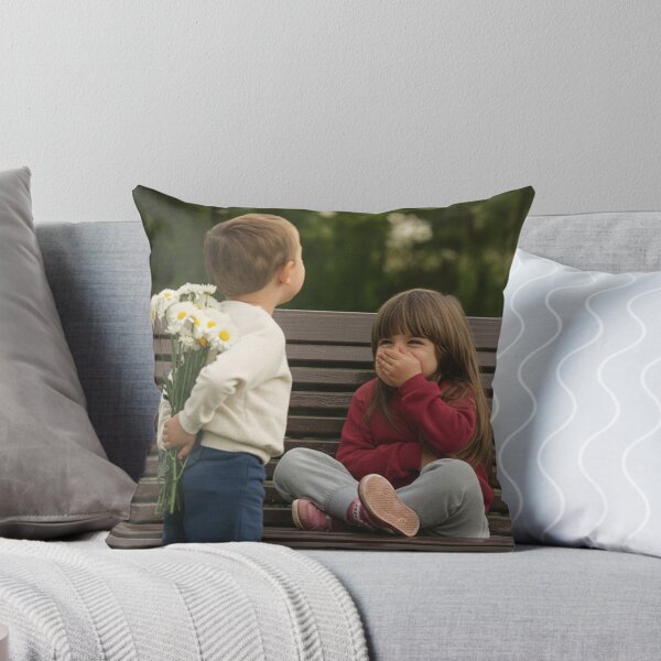 Item preview, Charming Childhood: Sweet Moment of a Boy Giving Flowers to a Girl on a Park Bench designed and sold by PixelVibe782.