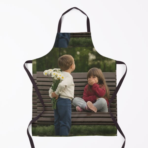 Item preview, Charming Childhood: Sweet Moment of a Boy Giving Flowers to a Girl on a Park Bench designed and sold by PixelVibe782.
