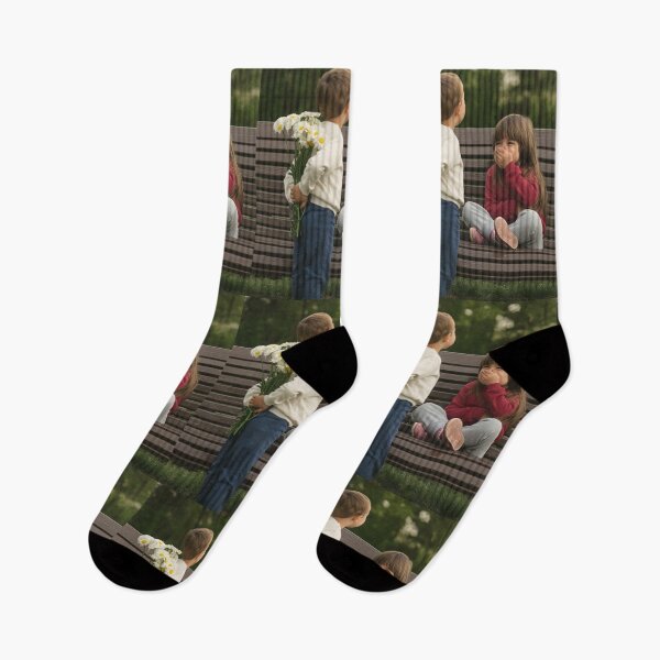 Item preview, Charming Childhood: Sweet Moment of a Boy Giving Flowers to a Girl on a Park Bench designed and sold by PixelVibe782.