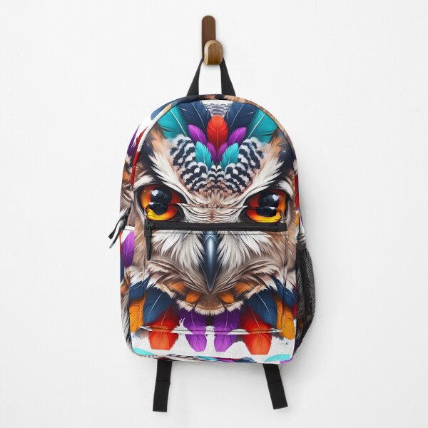 Item preview, Majestic Owl Spirit – Colorful Feathered Wildlife Portrait designed and sold by R-B-Colors.