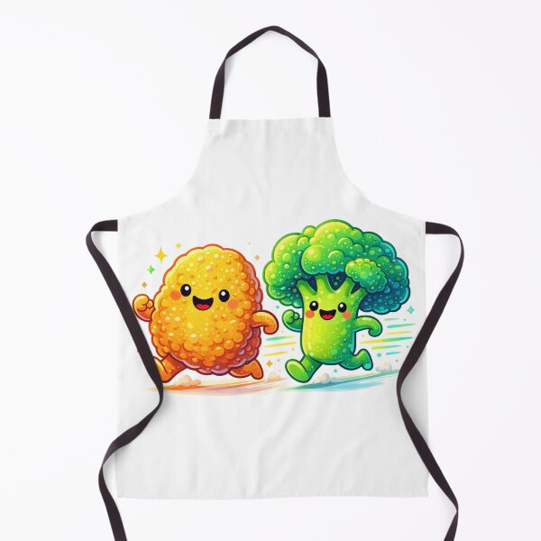 Item preview, Cute Chicken Nugget and Broccoli Running – Fun Food Friends Cartoon designed and sold by TTStudio.