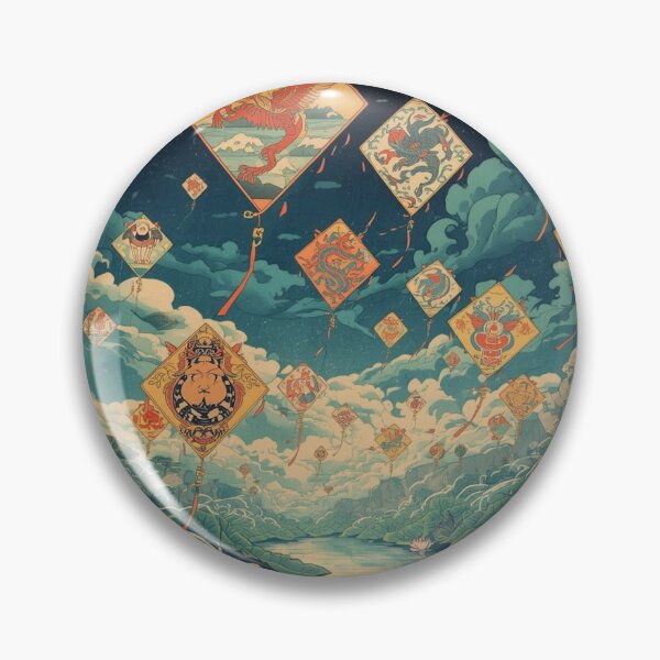 Item preview, Surreal Ukiyo‑e Kite Festival With Mythical Creatures Fantasy Art designed and sold by Vandy Fullam.