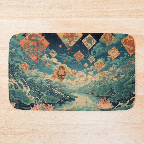 Item preview, Surreal Ukiyo‑e Kite Festival With Mythical Creatures Fantasy Art designed and sold by Vandy Fullam.