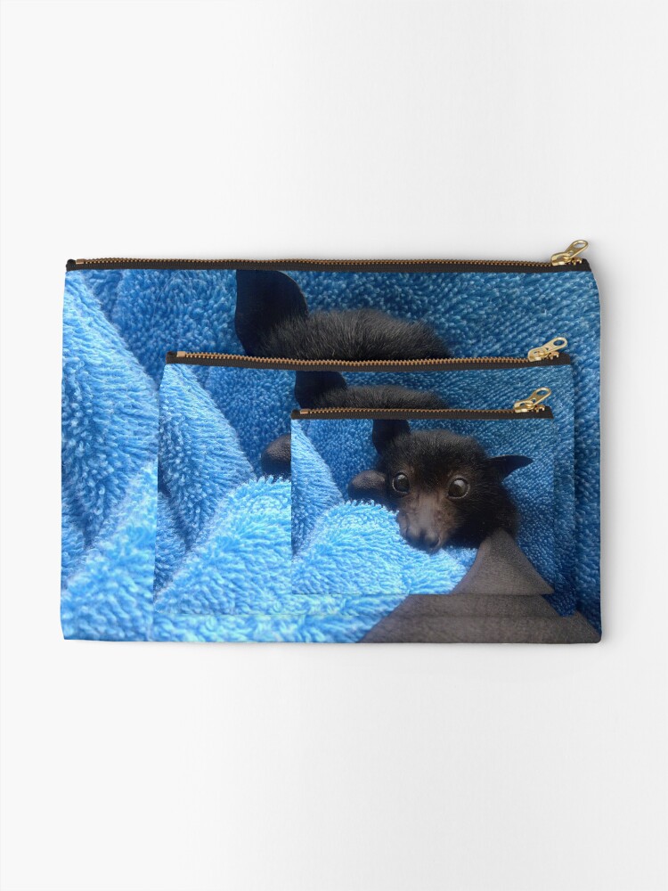 Alternate view of Baby Bat Cruz In Blue. Zipper Pouch