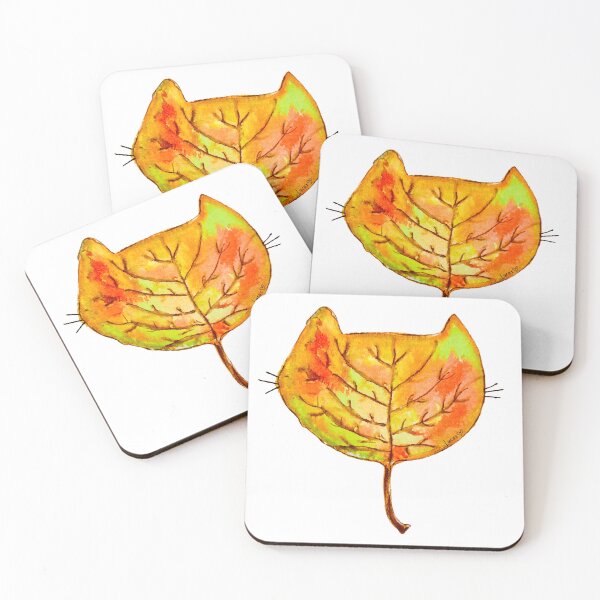 Item preview, Fall Leaf Cat Face Cozy Watercolor designed and sold by LadyLucasArt.