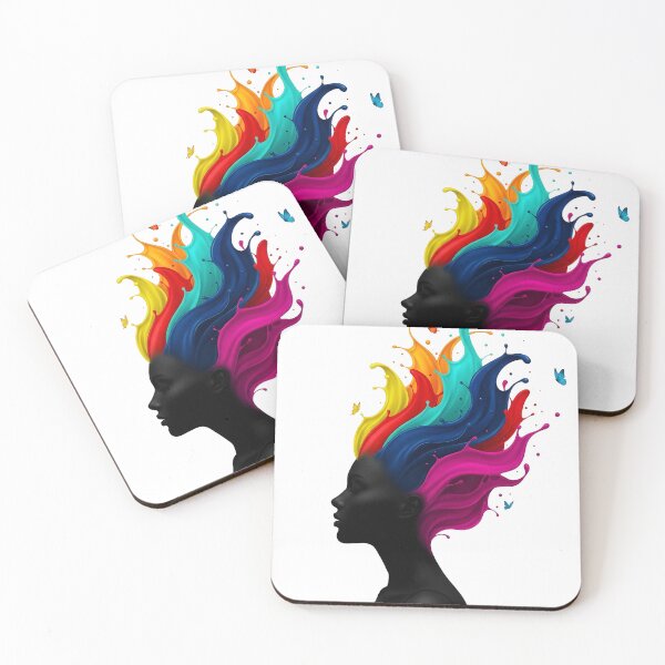 Item preview, Colorful Mind Awakening – Abstract Woman Silhouette with Flowing Paint designed and sold by R-B-Colors.