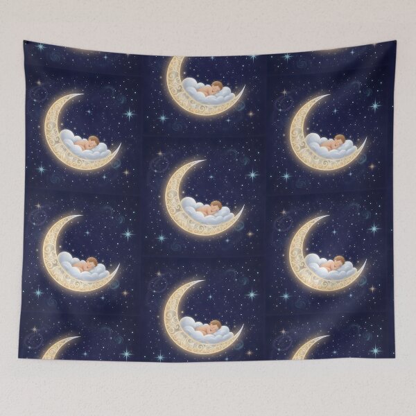 Item preview, Dreamy Crescent Moon Bedtime Scene – Whimsical Sleep Art designed and sold by Psycho-Crazy.