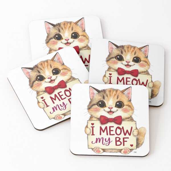 Item preview, Cute Cat Valentine Quote I Meow My BF designed and sold by PluffyPanda.