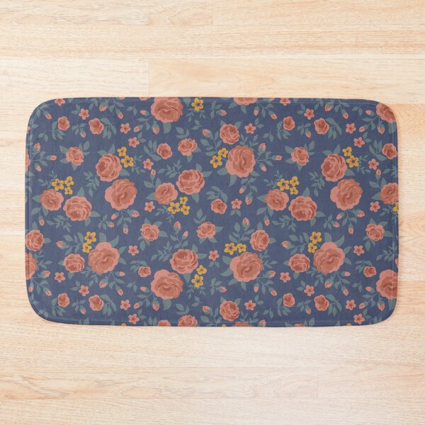 Artikelvorschau, Korallenrosen-Allover-Print auf marineblauem entworfen und verkauft von OHBOY! Handmade.