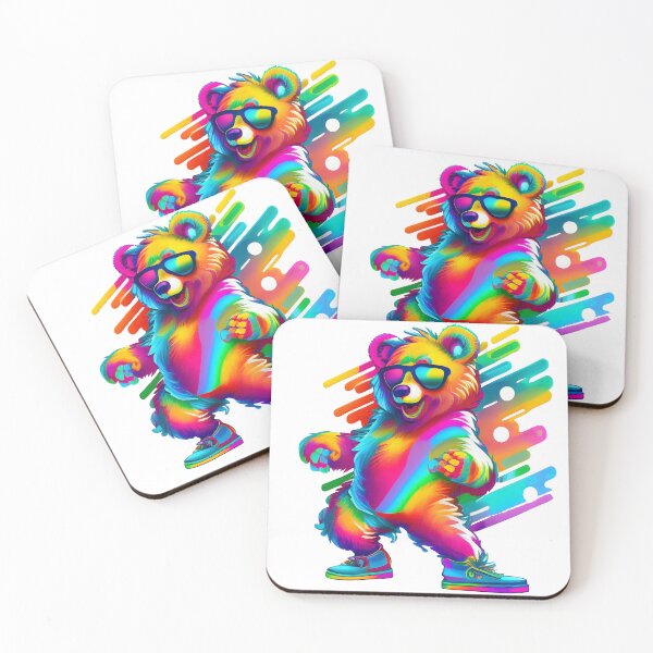 Item preview, Dancing bear in neon colors designed and sold by clausbjoern.