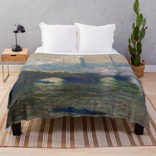 Item preview, Waterloo Bridge Gray Day by Claude Monet: Impressionist London River Scene designed and sold by artofuniverse.