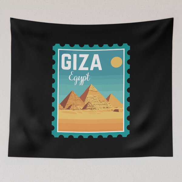 Item preview, Giza in Egypt, Vintage Travel Stamp Illustration designed and sold by MaateoDesign.