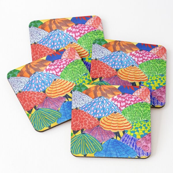 Item preview, different colored umbrellas on the beach  designed and sold by Boshbosha.