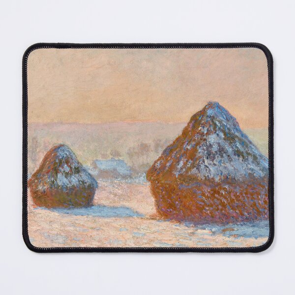 Item preview, Wheatstacks Snow Effect Morning by Claude Monet: Tranquil Winter Impressionist Poster designed and sold by artofuniverse.