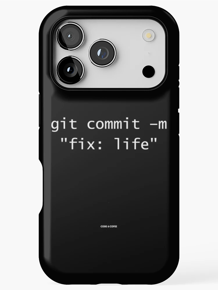 Thumbnail 1 of 4, iPhone Case, git commit -m "fix: life" – Programmer Humor – Code 6 Coffee designed and sold by Code6Coffee.