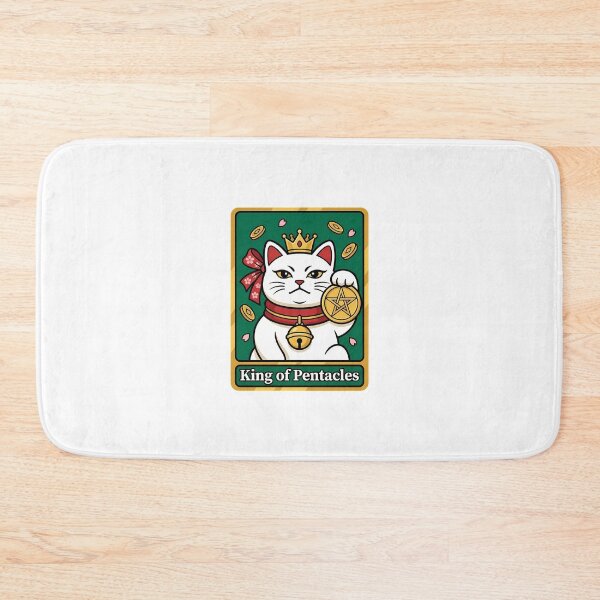 Item preview, Kawaii King of Pentacles Lucky Cat Mascot for Tarot Readers designed and sold by chattsuede.