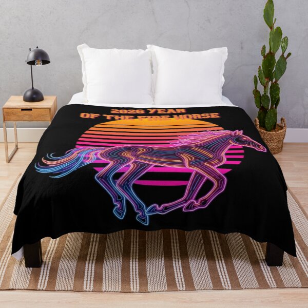 Item preview, 2026 Year of the Fire Horse – Neon Synthwave Retro 80s Aesthetic designed and sold by Design_Your_Day.